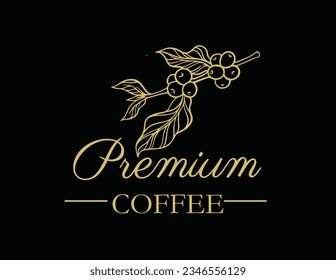 Kaffeebohnen und Baum der schwarzen Zeichenketten Skizze für Verpackung, Etikett, Poster, Banner, Broschüre, Flayer, Promotion, T-Shirt, Werbung, Hintergrund, Inneneinrichtung, Wandbild, Menü, Kunstdruck.