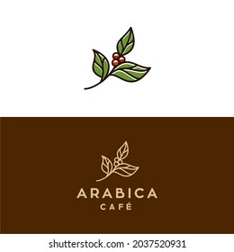 coffee bean tree with leaf plant branch  minimal logo vector with simple sprout line outline icon for cafe business