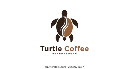 grano de café con forma de tortuga para café modelo de diseño de logotipo de empresa