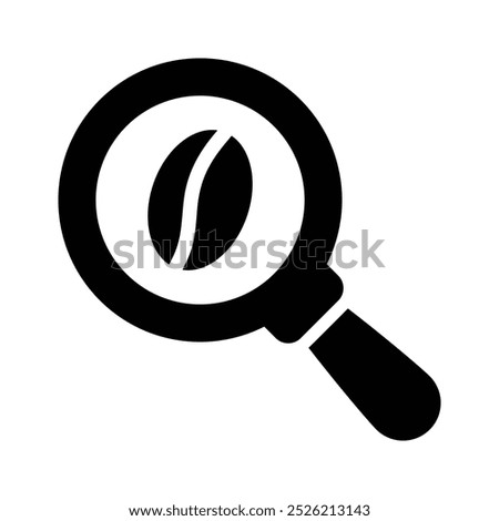 Coffee bean under magnifier denoting coffee selection vector design