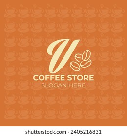 Logo de la letra V del grano de café | Formato EPS | Editable