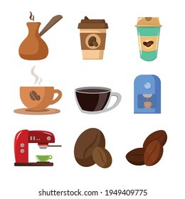 conjunto de ilustraciones de vector de café, icono plano simple de café