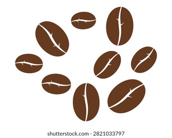 Coffee bean vector collection featuring roasted brown beans isolated on white background for cafes beverage branding menus packaging food illustrations restaurant promotions and creative design resources.