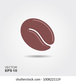 Coffee bean vector flat icon with shadow