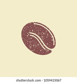 Coffee bean vector flat icon in grunge style