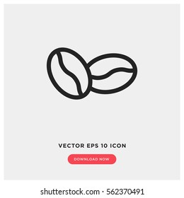 Coffee bean vector icon, caffeine symbol. Modern, simple flat vector illustration for web site or mobile app