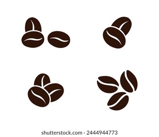 Coffee Bean Vector Icon Logo Template, vector icon design, set of coffee beans on white background