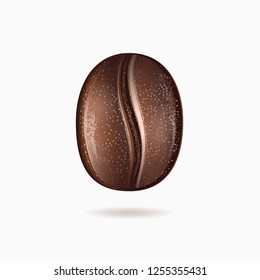 Coffee bean. Vector icon of coffee seed isolated on white background.