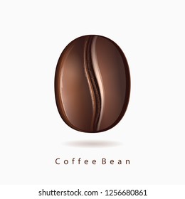Coffee bean. Vector icon of coffee seed isolated on white background.