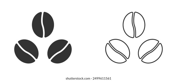 Coffee bean vector icons isolated on white background