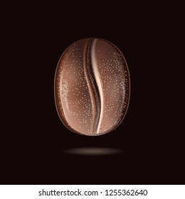 Coffee bean vector illustration. Shiny coffee seed.