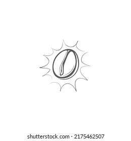 coffee bean vector image, contour drawing