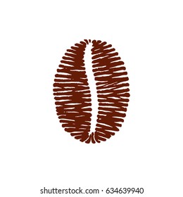 Coffee bean vector image, linear drawing by hand