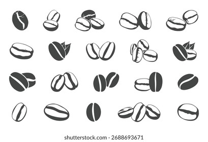 Vector de grano de café, silueta de grano de café, dos Vectores de café, dibujo de grano de café.