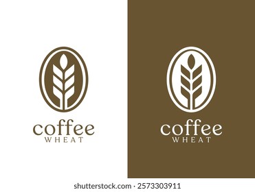 coffee bean with wheat logo. farm agriculture tree coffee vector graphic design