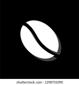 Coffee Bean. White flat simple icon with shadow