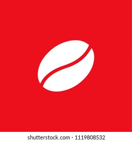 coffee bean. white icon on red background