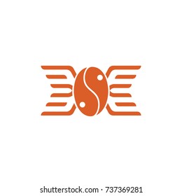 coffee bean with wings symbol logo vector