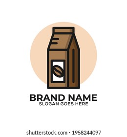 Coffee bean wrap logo design vector, flat design organic coffee store logo template