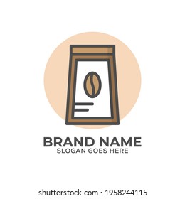 Diseño vectorial del logotipo de envoltura de café, diseño plano plantilla del logotipo de la tienda de café orgánico