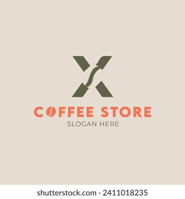 Coffee bean X letter logo | EPS format | Editable