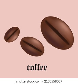 Coffee beans. 3d realistic vector