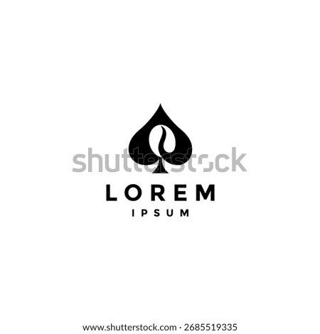 Coffee Beans in Ace of Spades Logo Design. Ace Spades with Coffee Bean Silhouette Logo Design.