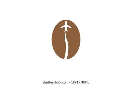 coffee beans with airplane logo symbol vector icon illustration graphic design