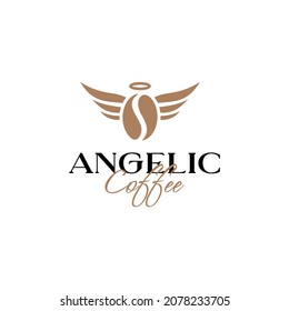 coffee beans with angelic wings logo icon vector template