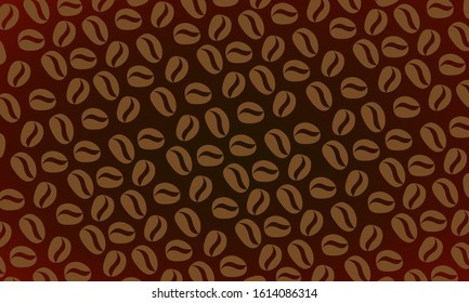 Coffee beans background, brown color, vector illustration.