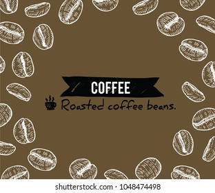  Coffee beans background by Hand drawn with line-art.