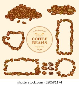 Coffee beans background collection template vector