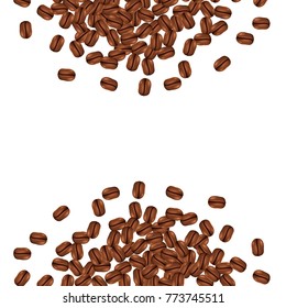 Coffee beans background with copy space. Realistic vector illustration. Picture with coffee elements.
