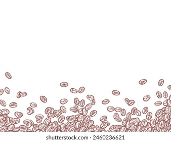 Coffee Beans background. Coffee beans in frame, border. Coffee beans isolated on a white background. Coffee beans wallpaper.