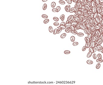 Coffee Beans background. Coffee beans in frame, border. Coffee beans isolated on a white background. Coffee beans wallpaper.