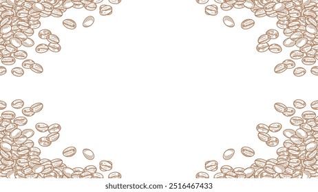 coffee beans background. Coffee beans in frame, border. Coffee beans isolated on a white background. Coffee Beans Illustration for packaging.