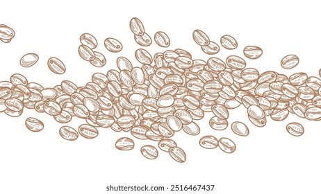 coffee beans background. Coffee beans in frame, border. Coffee beans isolated on a white background. Coffee Beans Illustration for packaging.