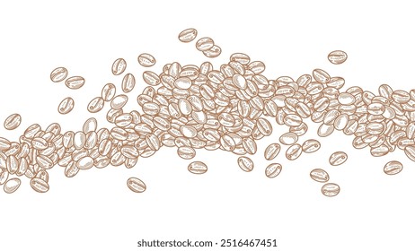 coffee beans background. Coffee beans in frame, border. Coffee beans isolated on a white background. Coffee Beans Illustration for packaging.