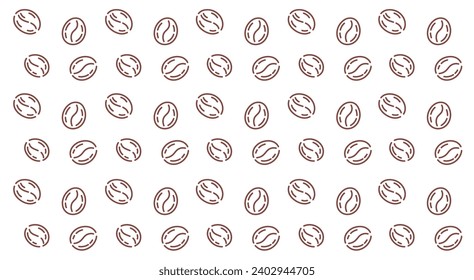 Coffee beans background pattern. Editable outline stroke. Vector line. Editable outline stroke.