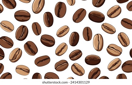 coffee beans background pattern vector design	