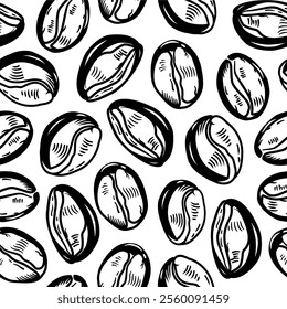  coffee beans background. Coffee beans pattern background. Coffee beans wallpaper. Coffee Beans Illustration for packaging.