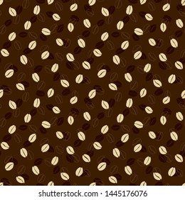 Coffee beans background. Seamless pattern.Vector.