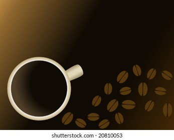 Coffee and Beans background (vector); a JPG version is also available.
