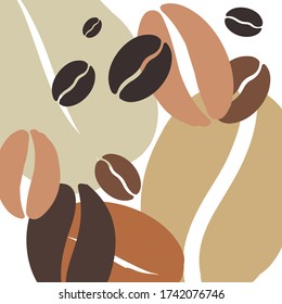 
Coffee beans background vector pattern. Simple flat design. Shades of brown on white backdrop