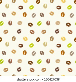 Coffee beans background. Vector seamless pattern