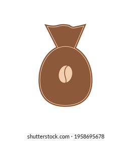 Coffee beans bag icon. Time for coffee. Vector graphics