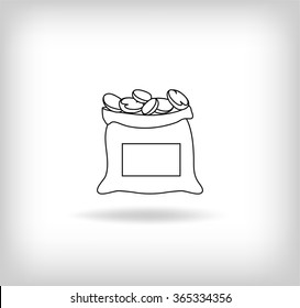 Coffee Beans Bag Icon. Vector Illustration