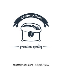 Coffee beans bag isolated icon on white background, 400 coffee set, company name, banner