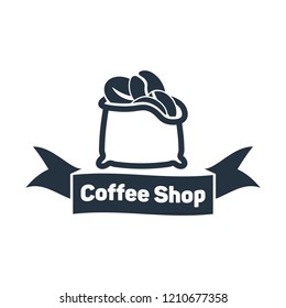 Coffee beans bag isolated icon on white background, 400 coffee set, company name, banner