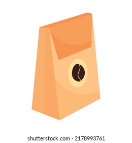 Kaffeebohnen-Tasche auf Weiß
